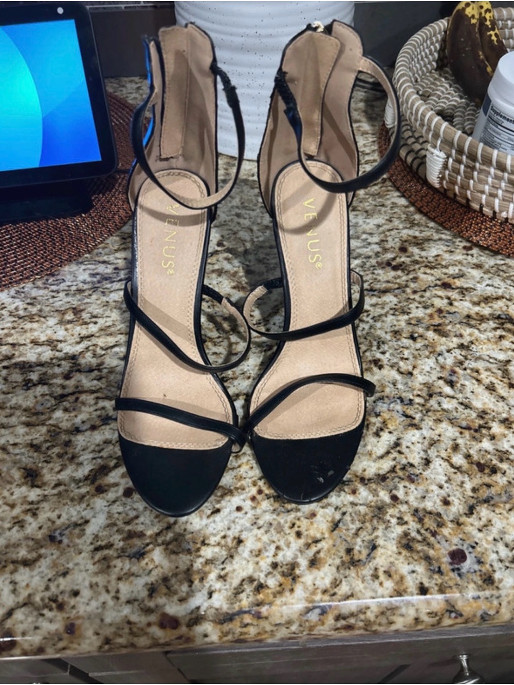 VENUS Black Strappy High Heel Sandals - Picture 1 of 6